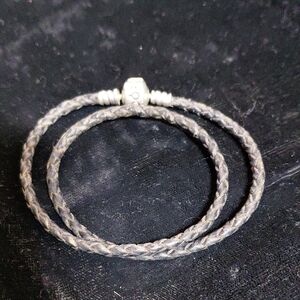 Braided Leather Bracelet with Silver Clasp